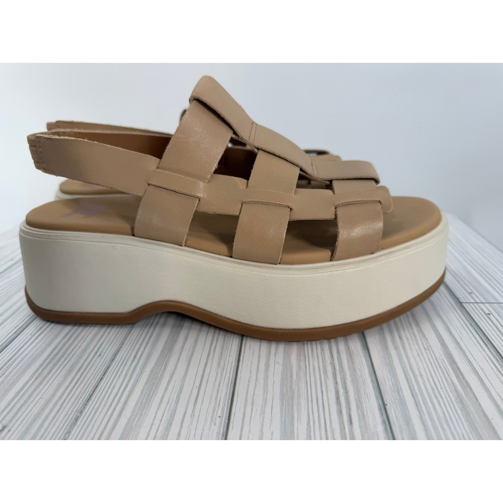 Sorel Dayspring Slingback Sandals Leather Platforms Honest Beige, Size 9.5 - Picture 3 of 8